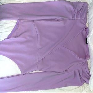 Purple puffy sleeve bodysuit